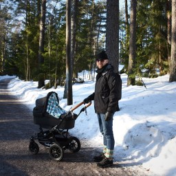 Vaunulenkillä talviauringossa