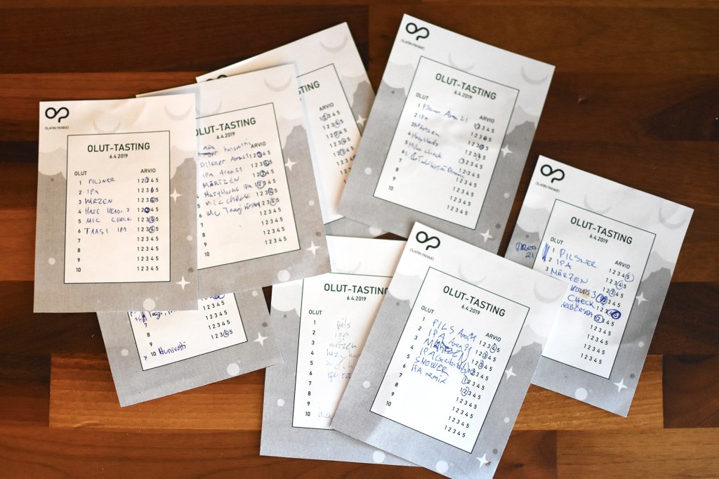 Olut-tasting-lomakkeet ja tulokset