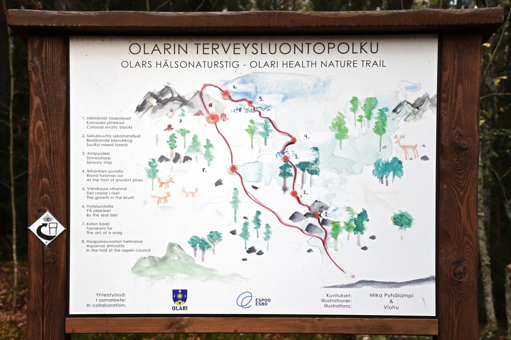 Olarin terveysluontopolun alkupisteellä