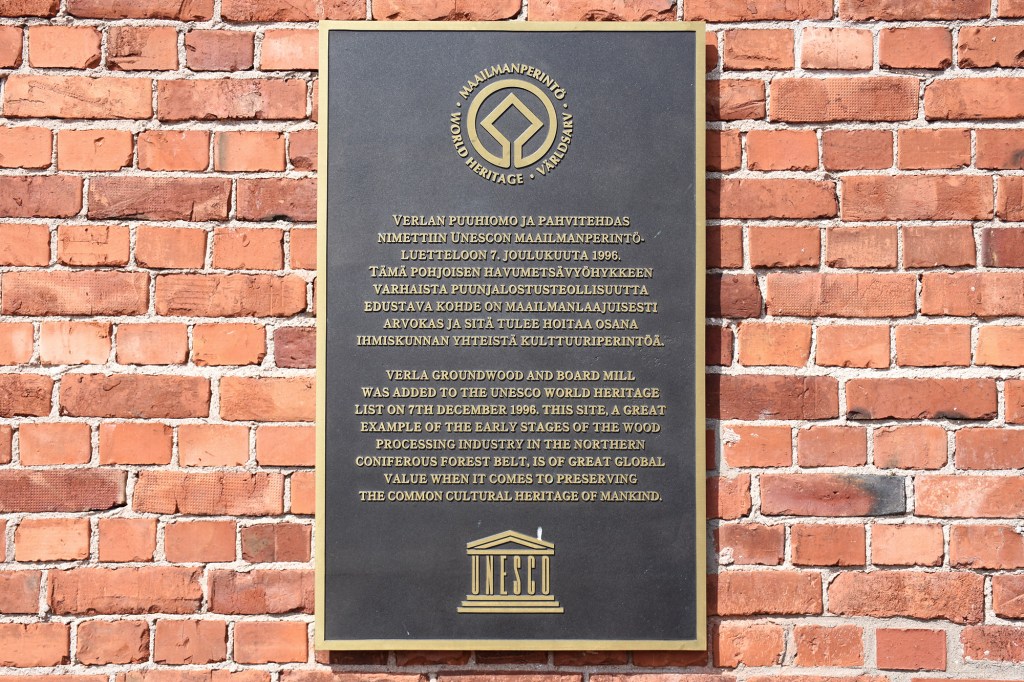 Verlan UNESCO:n maailmanperintöluettelo -kyltti